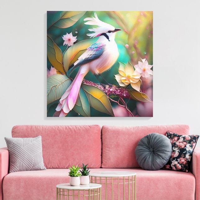 White Creush Blush Schwanz Jay Fantasy Bird Leinwanddruck (Insitu (Wohnzimmer))