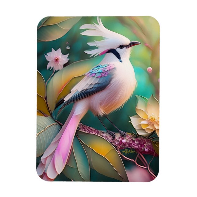 White Creush Blush Schwanz Jay Fantasy Bird Magnet (Vertikal)