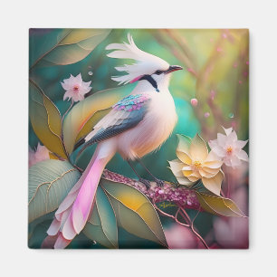 White Creush Blush Schwanz Jay Fantasy Bird Magnet