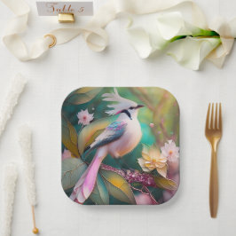 White Creush Blush Schwanz Jay Fantasy Bird Pappteller