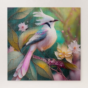 White Creush Blush Schwanz Jay Fantasy Bird Puzzle