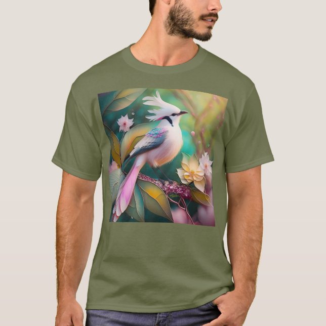 White Creush Blush Schwanz Jay Fantasy Bird T-Shirt (Vorderseite)