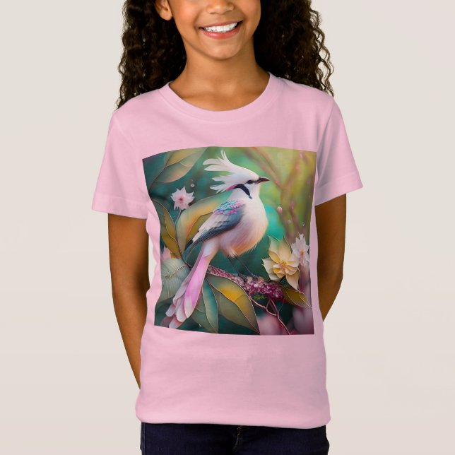 White Creush Blush Schwanz Jay Fantasy Bird T-Shirt (Vorderseite)