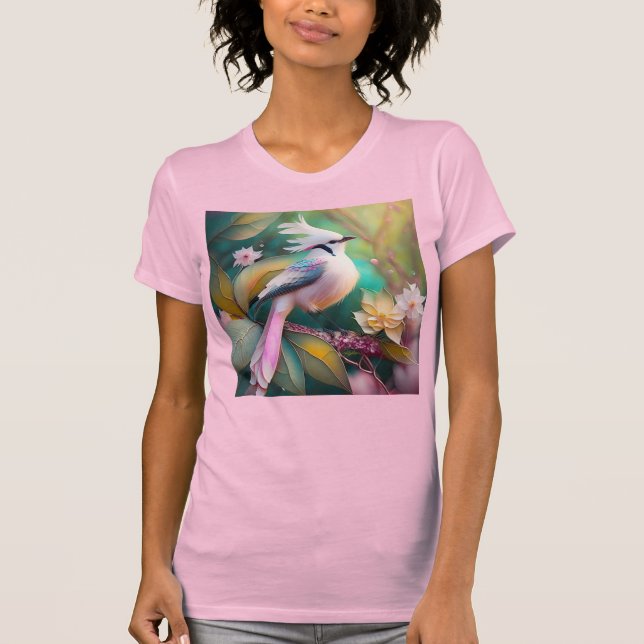 White Creush Blush Schwanz Jay Fantasy Bird T-Shirt (Vorderseite)