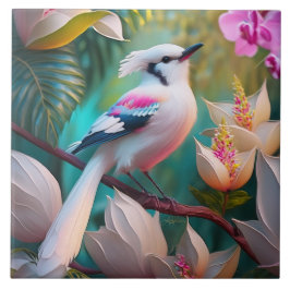 White Creush Chested Fantasy Bird Fliese