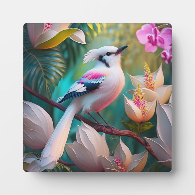 White Creush Chested Fantasy Bird Fotoplatte (Vorderseite)