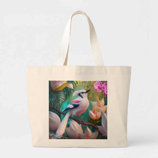 White Creush Chested Fantasy Bird Jumbo Stoffbeutel (Vorne)