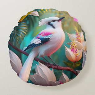 White Creush Chested Fantasy Bird Rundes Kissen