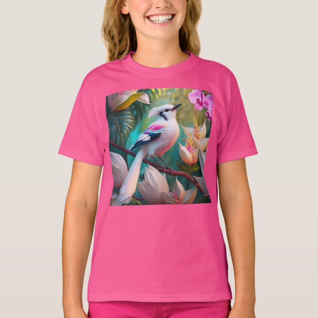 White Creush Chested Fantasy Bird T-Shirt (Vorderseite)