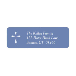 White Cross Religious Address Label, blau