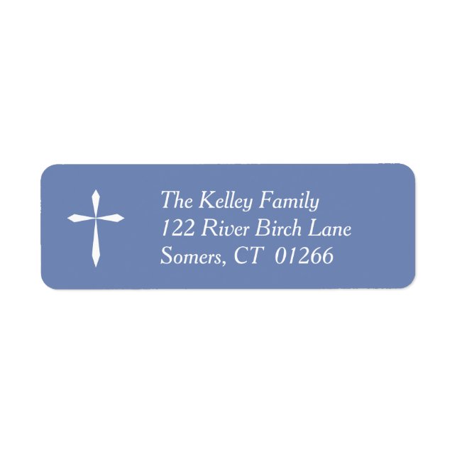 White Cross Religious Address Label, blau (Vorne)