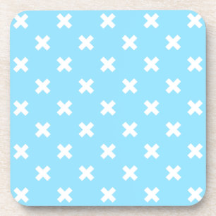 White cross stitches on baby blue getränkeuntersetzer