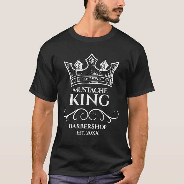 White Crown Mustache King Barbershop T - Shirt (Vorderseite)