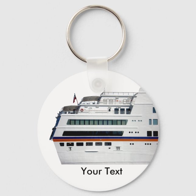 White Cruise Ship Covered Decks Keyring Schlüsselanhänger (Vorderseite)