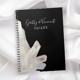 White Crystals on Black Wedding Guest Book Notizblock