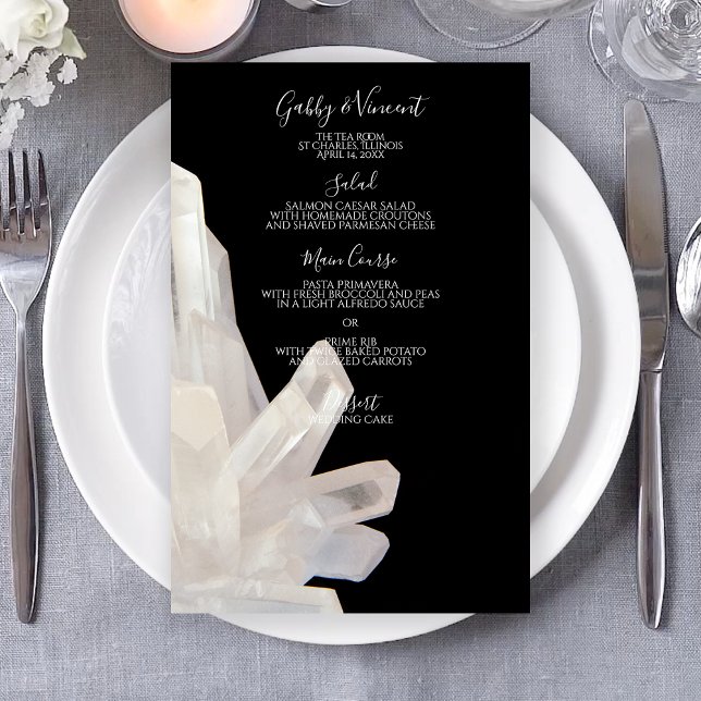 White Crystals on Black Wedding Menu (Von Creator hochgeladen)