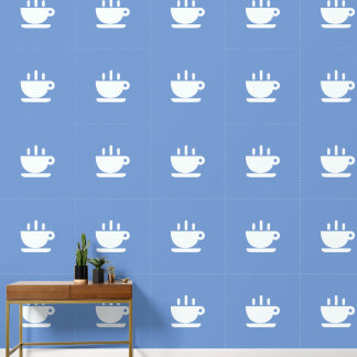 White Cup of Java Blue Kitchen Tapete