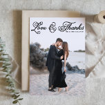 White Curly Script-Liebe und Dankeschön Foto Weddi Dankeskarte<br><div class="desc">Foto Vielen Dank für Ihre Karte | Vielen Dank an Familie und Freunde, dass sie Teil Ihres besonderen Tages mit dieser individuell gestaltbaren Hochzeit Dankeschön-Karte. Dieses Foto Dankeschön-Karte verfügt über ein rustikales, lockiges Skript. Personalisieren Sie diese, indem Sie Ihre Daten hinzufügen. Dieses Foto Hochzeit danke Ihnen Karte ist auf anderen...</div>