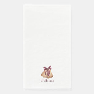 White Custom Christmas Bells Holiday Serviette