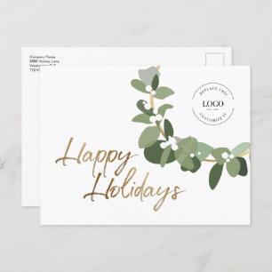 White Custom Modern Corporate Logo Happy Holidays Feiertagspostkarte