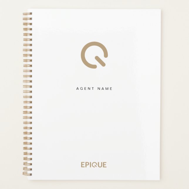 White Customized Epique Day Planner Planer (Vorderseite)