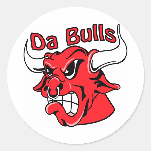 White Da Bulls Runder Aufkleber (Vorderseite)