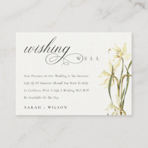 White Daffodil Watercolor Hochzeit wünschend gut Begleitkarte