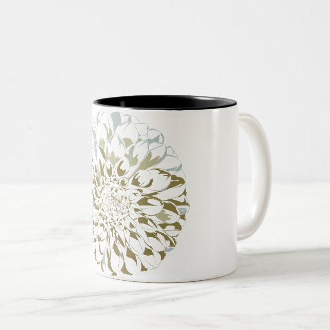 White Dahlia Coffee Mug Zweifarbige Tasse (VorderseiteRechts)