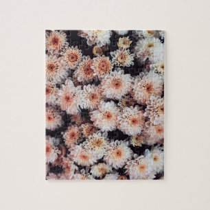 WHITE DAHLIA FLORAL ELEGANT PUZZLE