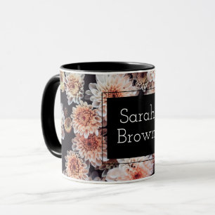 WHITE DAHLIA FLORAL ELEGANT TASSE