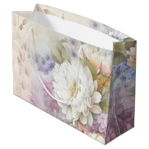 White Dahlia mit Lila und blauen Akzenten Große Geschenktüte