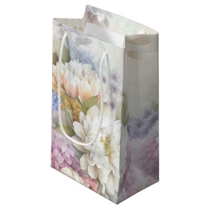 White Dahlia mit Lila und blauen Akzenten Kleine Geschenktüte