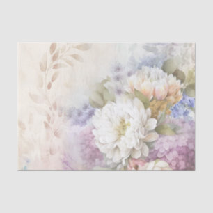 White Dahlia mit Lila und blauen Akzenten Seidenpapier