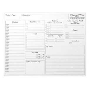 White Daily Planner   5 und 1 Lebensmitteljournal Notizblock