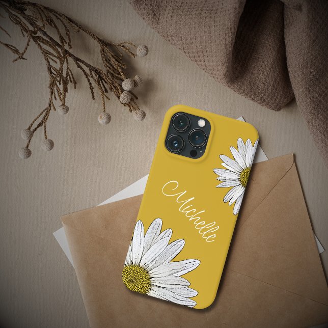 White Daisical Whimsical Boho Gold Case-Mate iPhone Hülle (Von Creator hochgeladen)