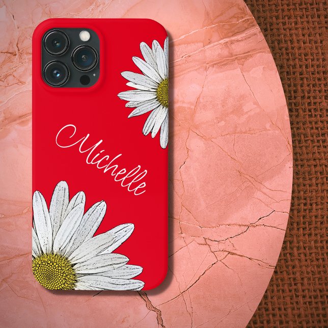 White Daisical Whimsical Floral Red Case-Mate iPhone Hülle (Von Creator hochgeladen)