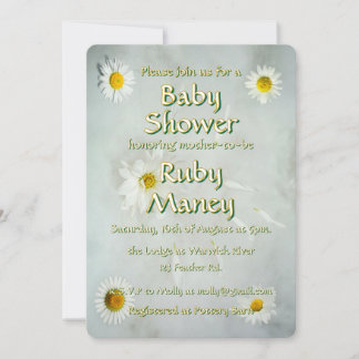 White Daisies Baby Shower Einladung