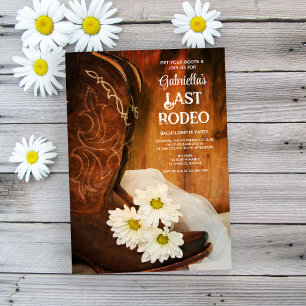 White Daisies Boots Last Rodeo Junggeselinnen-Absc Einladung