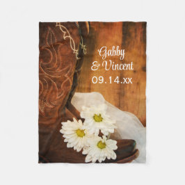 White Daisies Cowboy Boots Country Western Hochzei Fleecedecke