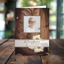 White Daisies Cowboy Boots Western Begräbnisdienst Programm