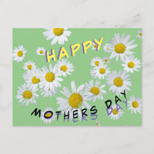 White Daisies Cust. Happy Mothersday Postcard Postkarte