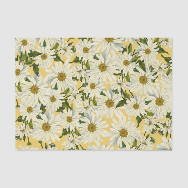 White Daisies Daisy Blume Gelbes Helles Party Seidenpapier (Vorderseite)