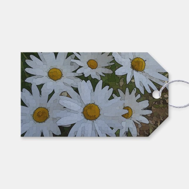 White Daisies Geschenkanhänger (Vorderseite (Horizontal))