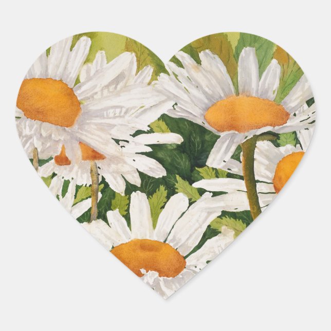 White Daisies Herz-Aufkleber (Vorderseite)
