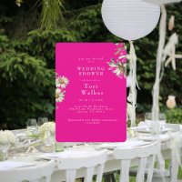 White Daisies Hot Pink Rounded Polterabend