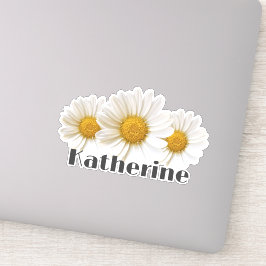 White Daisies Individuelle Name Blumenkontur Aufkleber