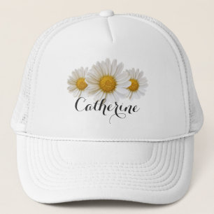 White Daisies Individuelle Name Floral Truckerkappe