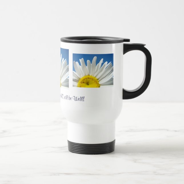 White Daisies Kaffee Mugs Blue Himmel Richtiges Di Reisebecher (Rechts)
