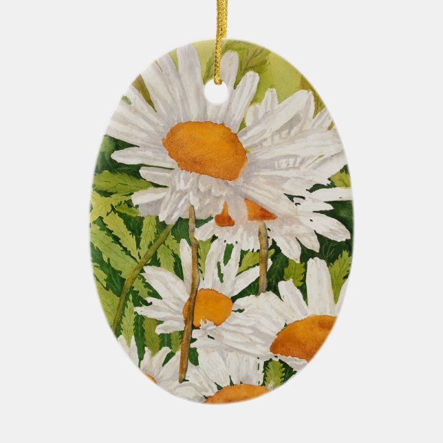 White Daisies Keramik Ornament (Vorne)