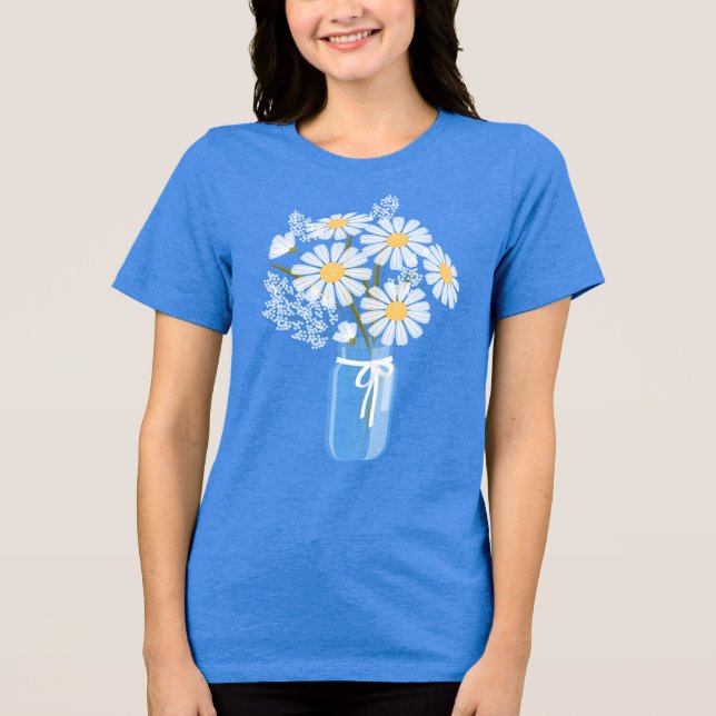 White Daisies Mason Jar Wedding Tri-Blend Shirt (Vorderseite)